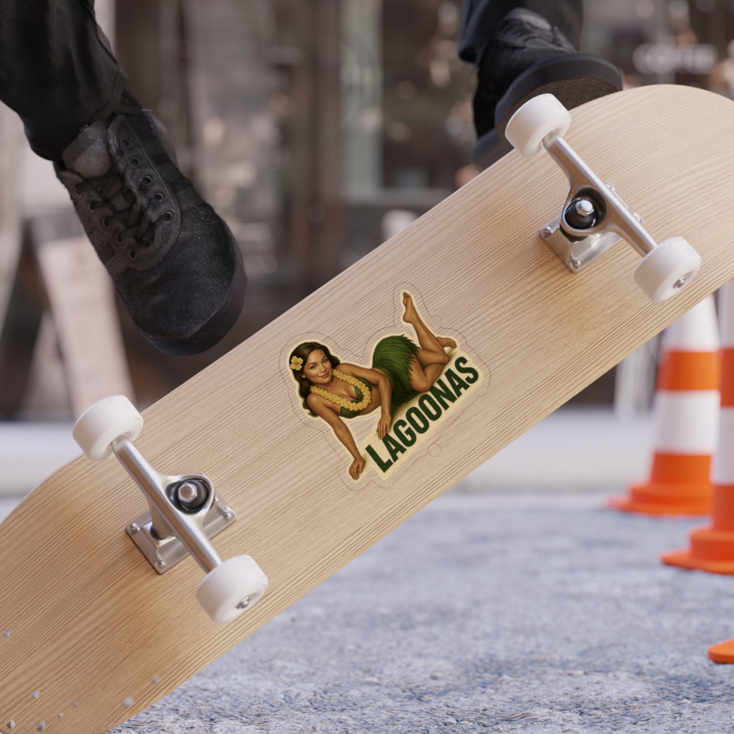 Tropical Die-Cut Sticker for Outdoor Use, Hula Girl Design, Surf Culture Decal, Ideal for Car, Laptop, Bumper & More
