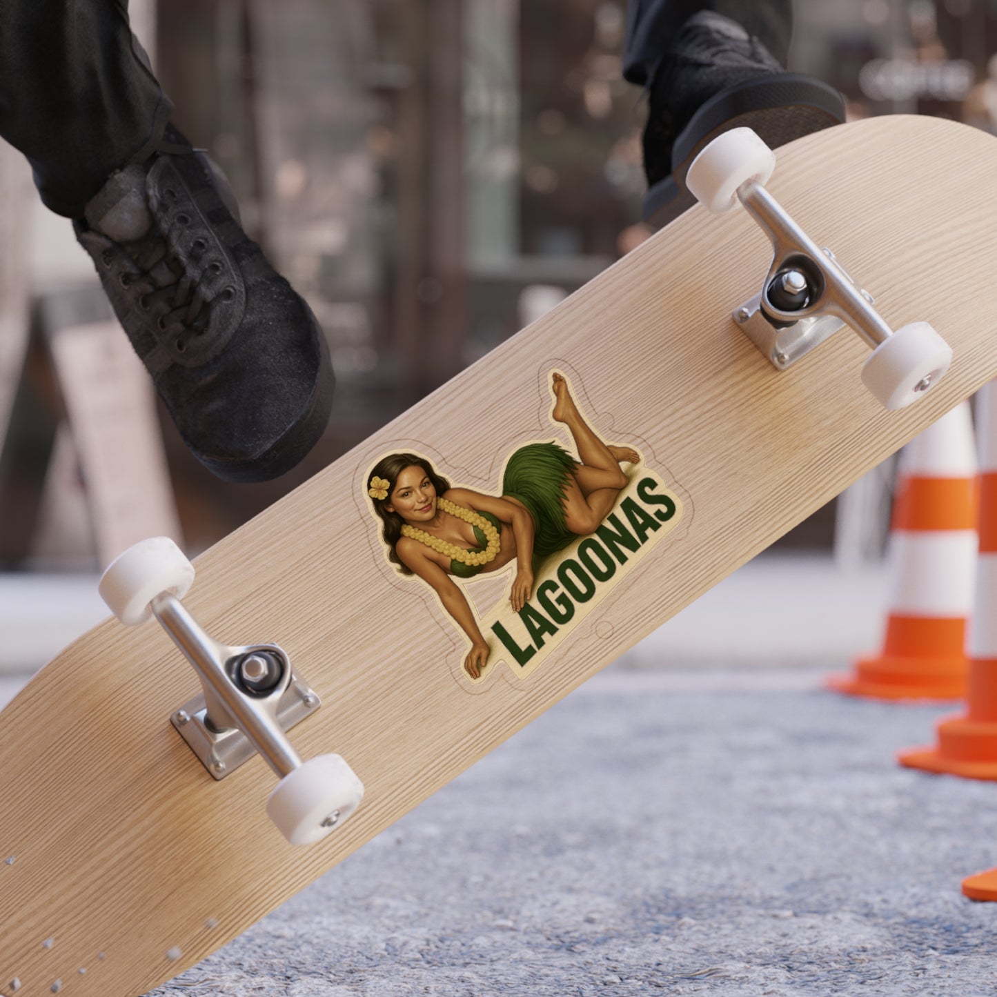 Tropical Die-Cut Sticker for Outdoor Use, Hula Girl Design, Surf Culture Decal, Ideal for Car, Laptop, Bumper & More
