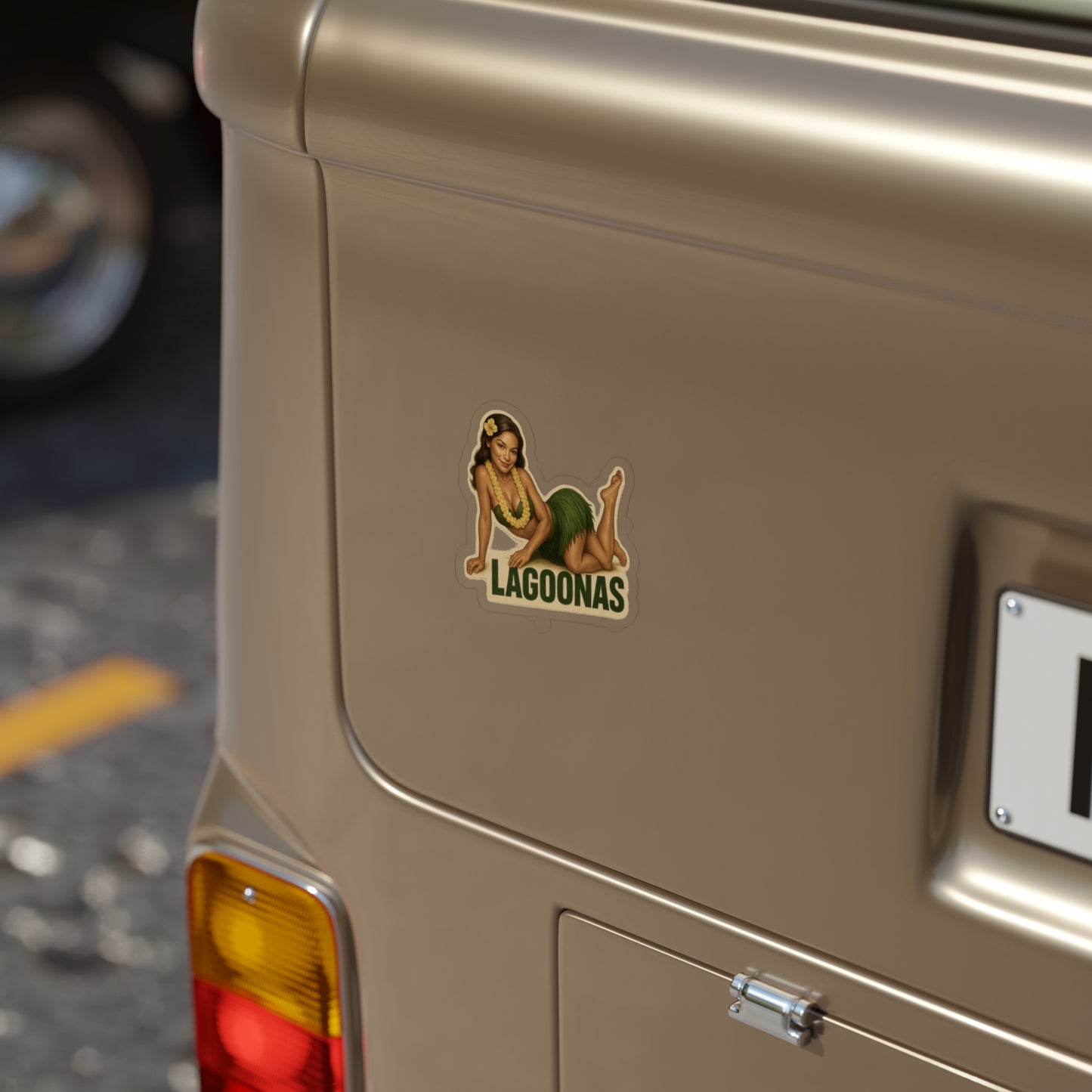 Tropical Die-Cut Sticker for Outdoor Use, Hula Girl Design, Surf Culture Decal, Ideal for Car, Laptop, Bumper & More