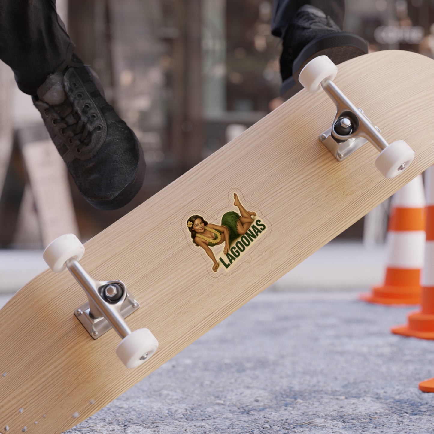 Tropical Die-Cut Sticker for Outdoor Use, Hula Girl Design, Surf Culture Decal, Ideal for Car, Laptop, Bumper & More