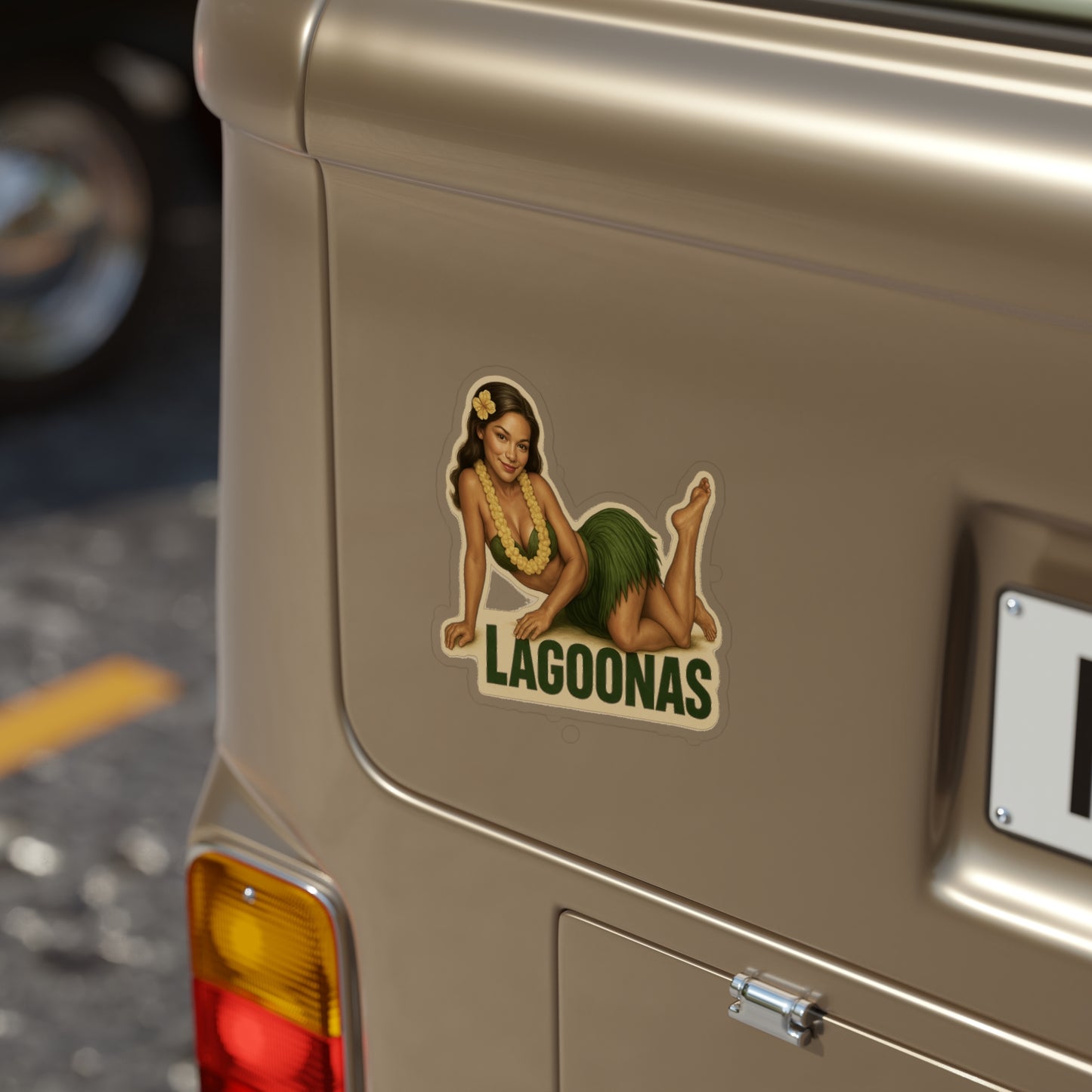 Tropical Die-Cut Sticker for Outdoor Use, Hula Girl Design, Surf Culture Decal, Ideal for Car, Laptop, Bumper & More