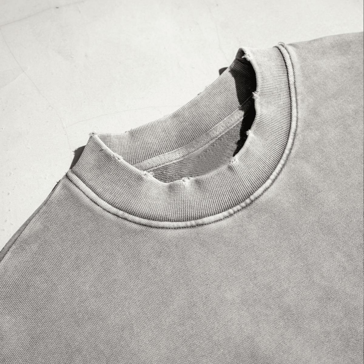 Washed Raw-Edge Cropped Crewneck SS（380GSM）