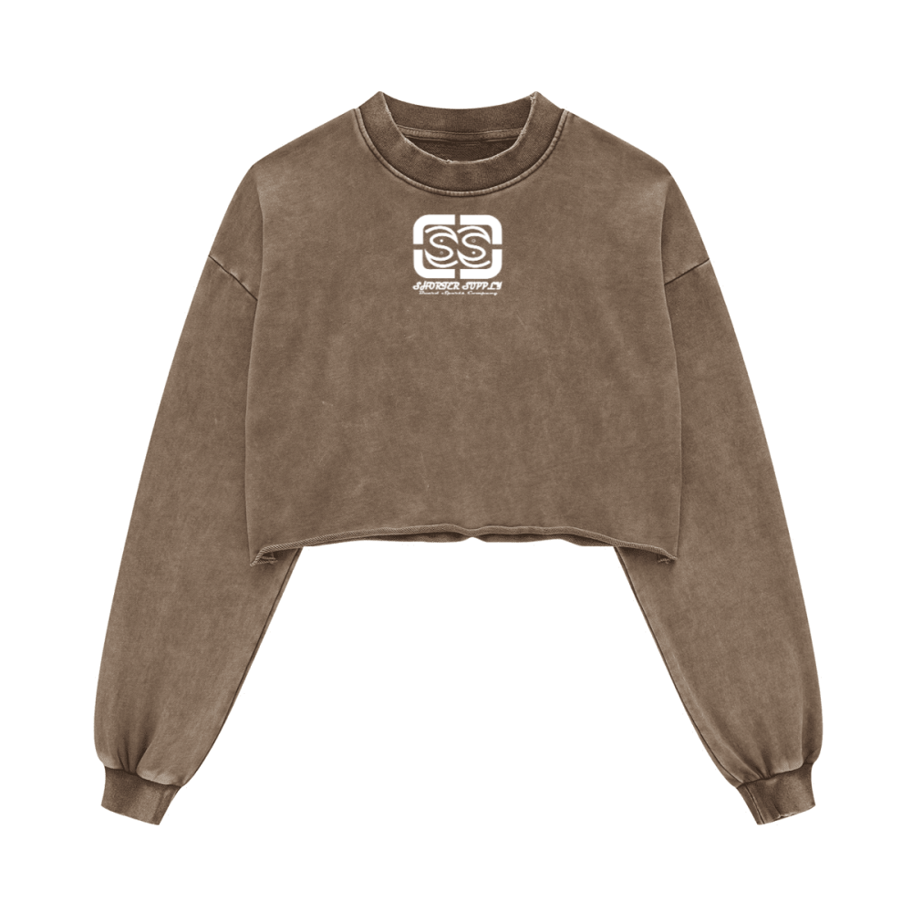 Washed Raw-Edge Cropped Crewneck SS（380GSM）
