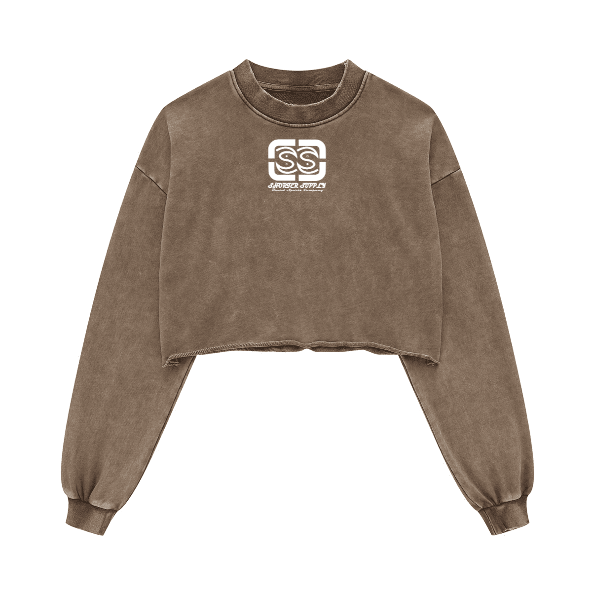 Washed Raw-Edge Cropped Crewneck SS（380GSM）