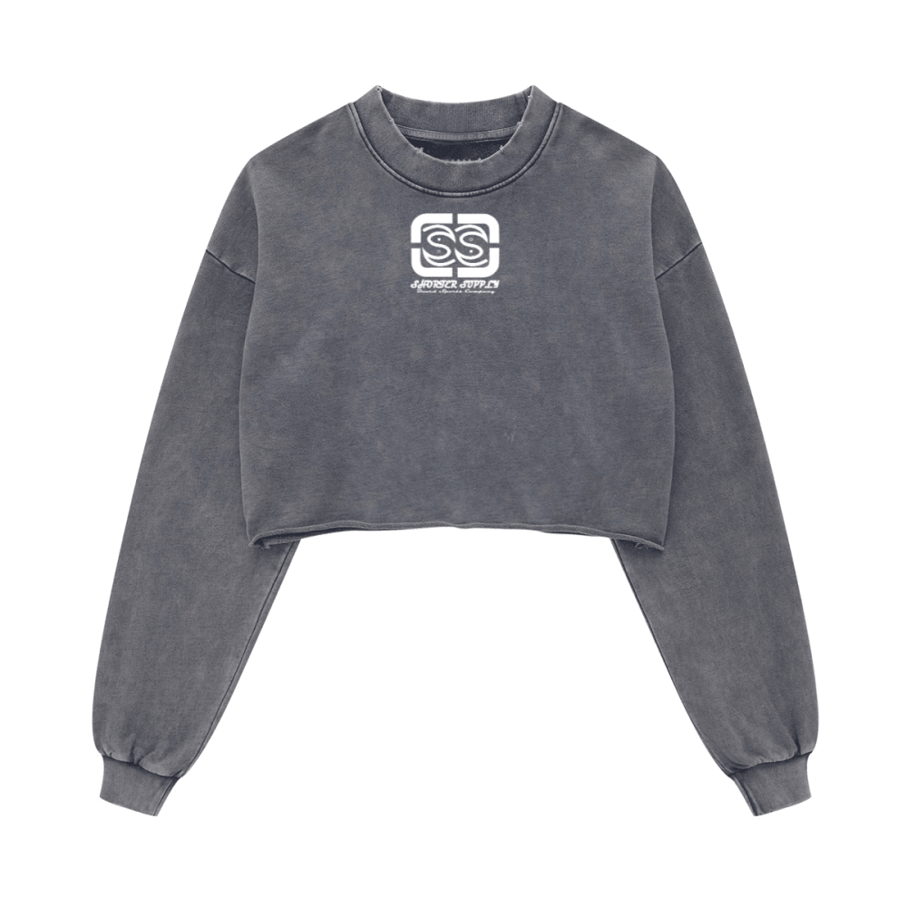 Washed Raw-Edge Cropped Crewneck SS（380GSM）