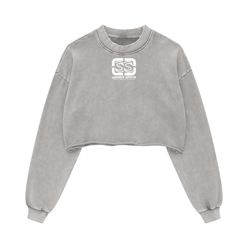 Washed Raw-Edge Cropped Crewneck SS（380GSM）