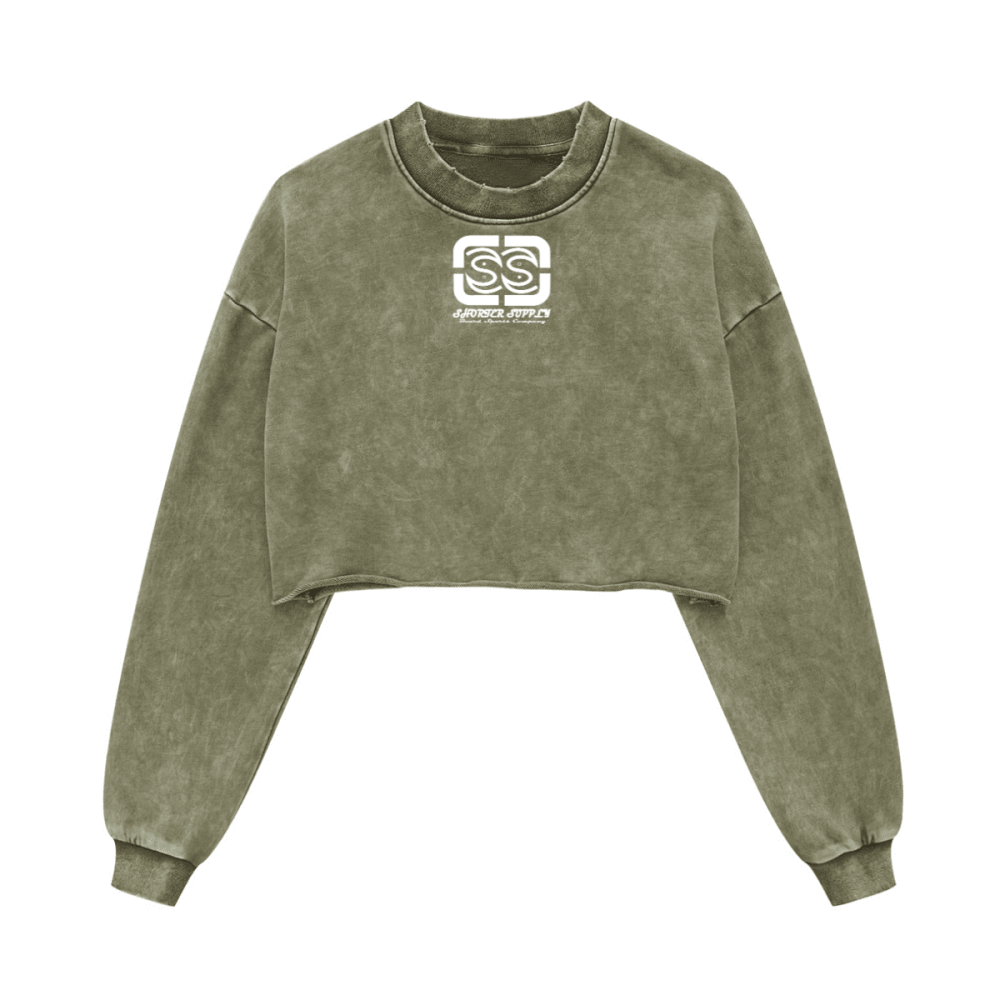 Washed Raw-Edge Cropped Crewneck SS（380GSM）