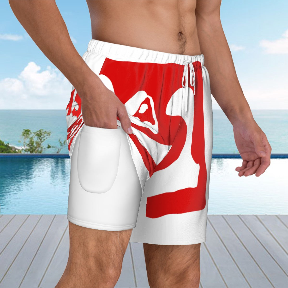 Men's Swim Shorts lagoonascleaned red white tm red lagoonas